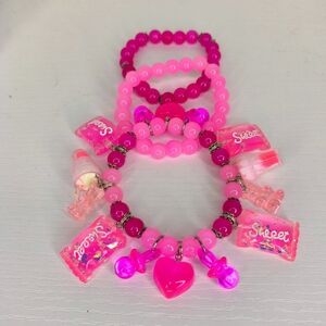 Vibrant Pink Candy 🍬 Crush Teen/Kids Charm Bracelet Set
